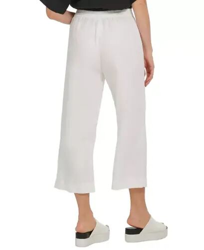Pull-On Wide-Leg 100% Linen Pants - White - DKNY (1)