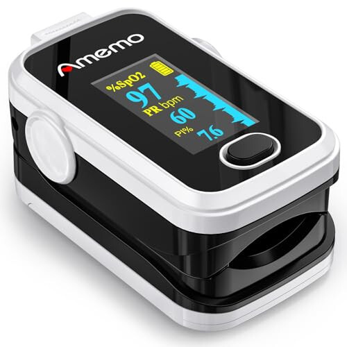 Pulse Oximeter Fingertip with Plethysmograph and Perfusion Index, Portable Blood Oxygen Saturation Monitor for Heart Rate and SpO2 Level, O2 Monitor Finger for Oxygen, Pulse Ox, Oximetro, (Black-White) - 9