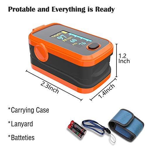 Pulse oximeter fingertip with Plethysmograph and Perfusion Index, Portable Blood Oxygen Saturation Monitor for Heart Rate and SpO2 Level, O2 Monitor Finger for Oxygen,Pulse Ox,Oximetro,(Red-Orange) - 14