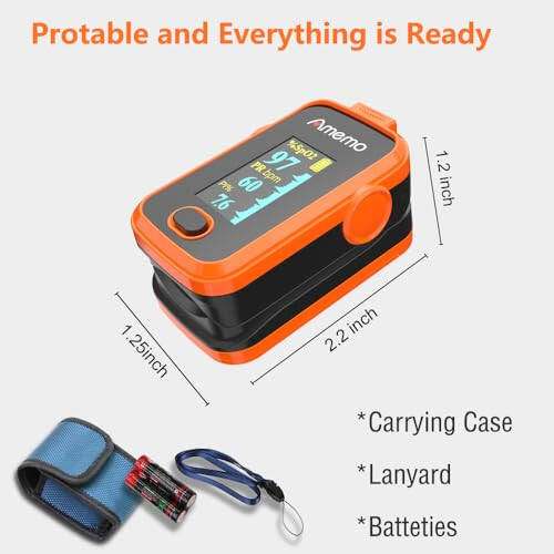 Pulse oximeter fingertip with Plethysmograph and Perfusion Index, Portable Blood Oxygen Saturation Monitor for Heart Rate and SpO2 Level, O2 Monitor Finger for Oxygen,Pulse Ox,Oximetro,(Red-Orange) - 7