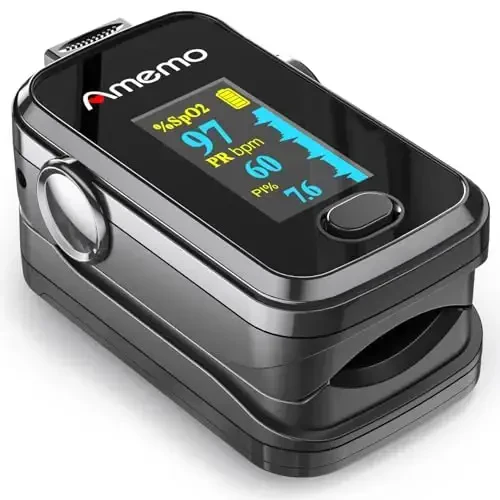 Pulse Oximeter,OLED Display Oxygen Monitor Fingertip,Blood Oxygen Saturation Monitor(SpO2) with Carrying Case,Silicone Cover (Black) - 1