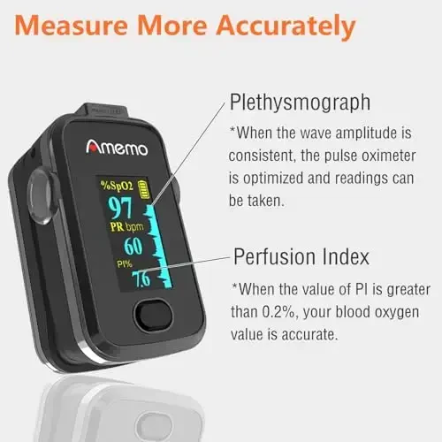 Pulse Oximeter,OLED Display Oxygen Monitor Fingertip,Blood Oxygen Saturation Monitor(SpO2) with Carrying Case,Silicone Cover (Black) - 4