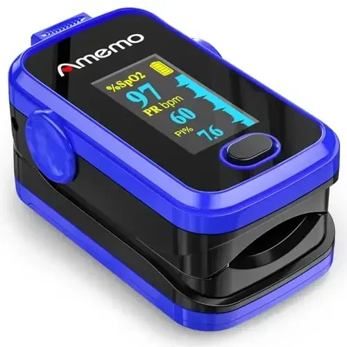 Pulse Oximeter,OLED Display Oxygen Monitor Fingertip,Blood Oxygen Saturation Monitor(SpO2) with Carrying Case,Silicone Cover (Blue) - 1