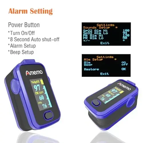 Pulse Oximeter,OLED Display Oxygen Monitor Fingertip,Blood Oxygen Saturation Monitor(SpO2) with Carrying Case,Silicone Cover (Blue) - 3