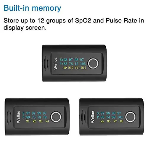 Пульсоксиметр Wellue для пальца, монитор насыщения кислородом в крови с батареями, сумкой для переноски и шнурком для использования в оздоровительных целях - 3