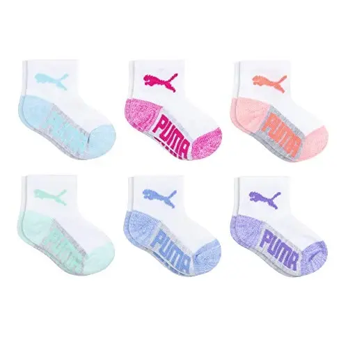 PUMA Unisex Baby 6-pack Infant Anklet Socks, Extra Cushion & Comfort-toe 