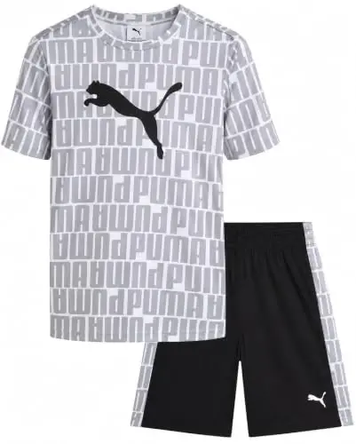 PUMA Boys 2 Piece Dry Fit Tee & Performance Active Shorts Set (Sizes 4-16) | Moisture Wicking Athletic Fabric, Breathable Lightweight Comfort, Great for Sports, Training & Active Play - PUMA