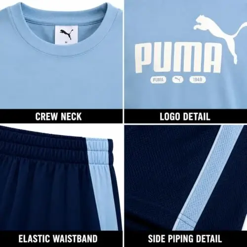 PUMA Boys 2 Piece Dry Fit Tee & Performance Active Shorts Set (Sizes 4-16) | Moisture Wicking Athletic Fabric, Breathable Lightweight Comfort, Great for Sports, Training & Active Play - 5