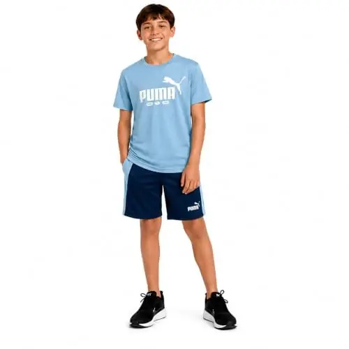 PUMA Boys 2 Piece Dry Fit Tee & Performance Active Shorts Set (Sizes 4-16) | Moisture Wicking Athletic Fabric, Breathable Lightweight Comfort, Great for Sports, Training & Active Play - PUMA