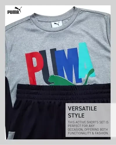 PUMA Boys Active Shortlar to'plami - 2 qismli Dry Fit futbolka va Performance sport zal shortilari - O'g'il bolalar uchun sport kiyimlari to'plami (4-16) - 3