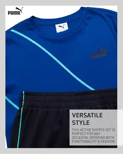 PUMA Boys Active Shortlar to'plami - 2 qismli quruq moslashuvchan futbolka va sport zaliga mo'ljallangan shortlar - O'g'il bolalar uchun sport kiyimlari to'plami (4-16) - 3