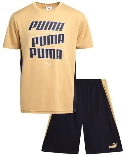 PUMA Boys Active Shorts Set - 2 Piece Dry Fit T-Shirt and Performance Gym Shorts - Activewear Clothing Set for Boys (4-16) - 1