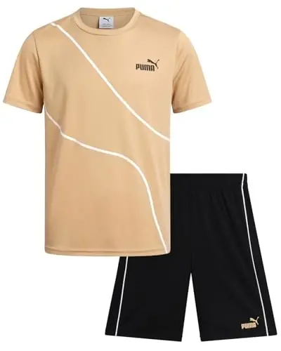 PUMA Boys Active Shorts Set - 2 Piece Dry Fit T-Shirt and Performance Gym Shorts - Activewear Clothing Set for Boys (4-16) 