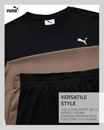 PUMA Boys Active Shorts Set - 2 Piece Dry Fit T-Shirt and Performance Gym Shorts - Activewear Clothing Set for Boys (4-16) - 3