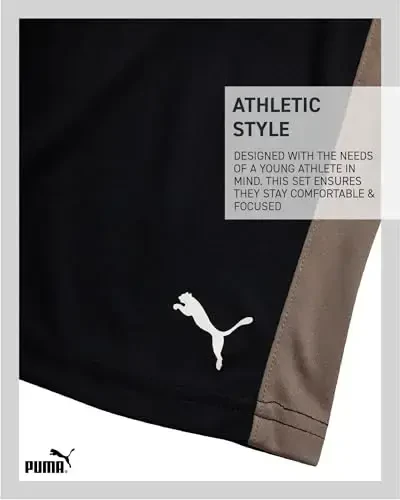 PUMA Boys Active Shorts Set - 2 Piece Dry Fit T-Shirt and Performance Gym Shorts - Activewear Clothing Set for Boys (4-16) - 6
