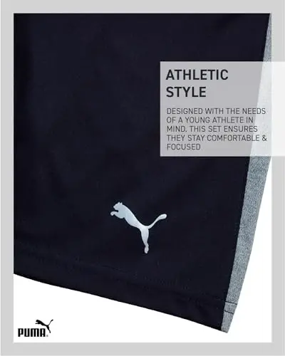 PUMA Boys Active Shorts Set - 2 Piece Dry Fit T-Shirt and Performance Gym Shorts - Activewear Clothing Set for Boys (4-16) - 6