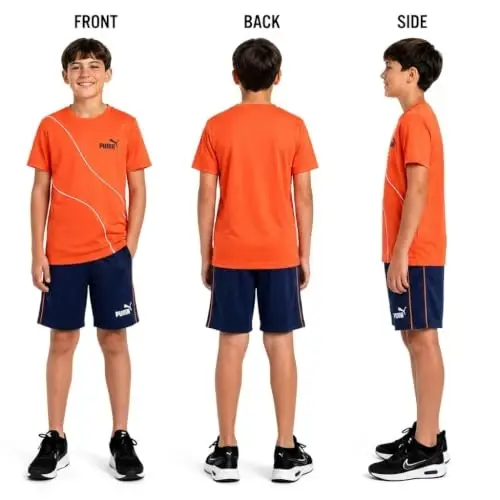 PUMA Boys Active Shorts Set - 2 Piece Dry Fit T-Shirt and Performance Gym Shorts - Activewear Clothing Set for Boys (4-16) - PUMA (1)