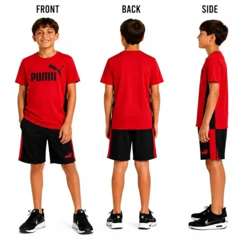 PUMA Boys Active Shorts Set - 2 Piece Dry Fit T-Shirt and Performance Gym Shorts - Activewear Clothing Set for Boys (4-16) - PUMA (1)