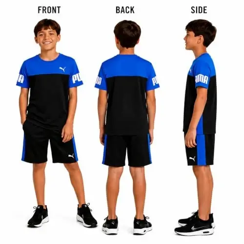PUMA Boys Active Shorts Set - 2 Piece Dry Fit T-Shirt and Performance Gym Shorts - Activewear Clothing Set for Boys (4-16) - PUMA (1)