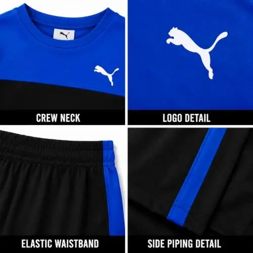 PUMA Boys Active Shorts Set - 2 Piece Dry Fit T-Shirt and Performance Gym Shorts - Activewear Clothing Set for Boys (4-16) - 5
