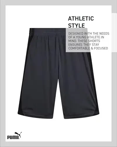 PUMA Boys Athletic Shorts - Quick Dry Breathable Interlock Performance Boys Basketball Shorts with Pockets (Sizes: 4-20) - 5