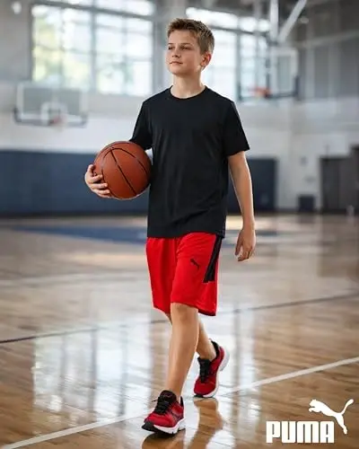 PUMA Boys Athletic Shorts - Quick Dry Breathable Interlock Performance Boys Basketball Shorts with Pockets (Sizes: 4-20) - PUMA