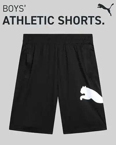 PUMA Boys Athletic Shorts - Quick Dry Breathable Interlock Performance Boys Basketball Shorts with Pockets (Sizes: 4-20) - 2