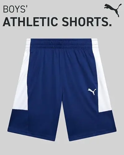 PUMA Boys Athletic Shorts - Quick Dry Breathable Interlock Performance Boys Basketball Shorts with Pockets (Sizes: 4-20) - 3