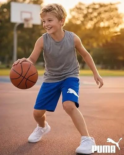 PUMA Boys Athletic Shorts - Quick Dry Breathable Interlock Performance Boys Basketball Shorts with Pockets (Sizes: 4-20) - 1