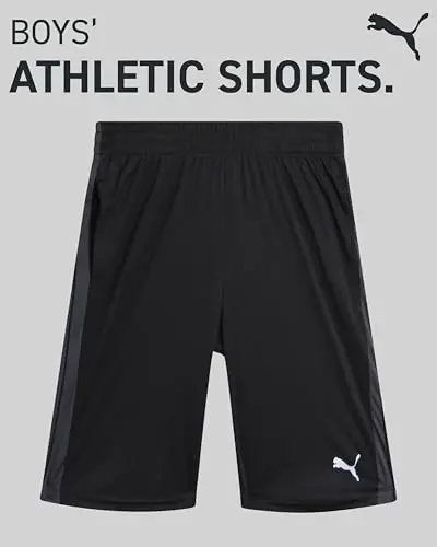 PUMA Boys Athletic Shorts - Tez quriydigan, nafas oladigan interlokli, cho'ntakli basketbol shortilari (o'lchamlari: 4-20) - PUMA (1)