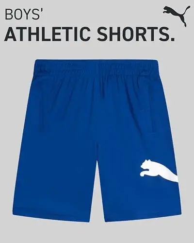 PUMA Boys Athletic Shorts - Tez quriydigan, nafas oladigan interlokli sport bolalar basketbol shortilari cho'ntaklar bilan (O'lchamlari: 4-20) - MODAZONE (1)