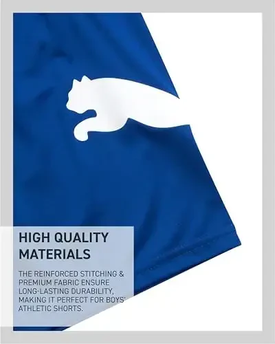 PUMA Boys Athletic Shorts - Tez quriydigan, nafas oladigan interlokli sport bolalar basketbol shortilari cho'ntaklar bilan (O'lchamlari: 4-20) - 4