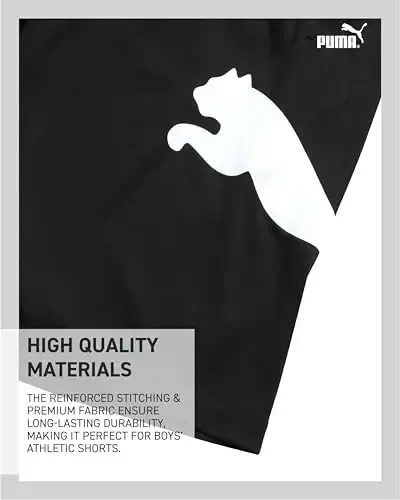 PUMA Boys Athletic Shorts - Tez quriydigan, nafas oladigan interlokli sport bolalar basketbol shortilari cho'ntaklar bilan (O'lchamlari: 4-20) - 4