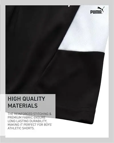 PUMA Boys Athletic Shorts - Tez quriydigan, nafas oladigan interlokli sport bolalar basketbol shortilari cho'ntaklar bilan (O'lchamlari: 4-20) - 4