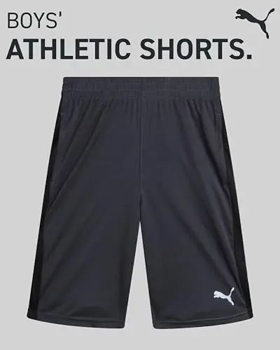 PUMA Boys Athletic Shortslari - Tez quriydigan nafas oladigan interlok Performance Boys Basketbol Shortslari cho'ntaklar bilan (O'lchamlari: 4-20) - 2