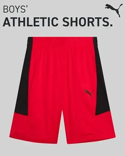 PUMA Boys Athletic Shortslari - Tez quruvchan nafas oladigan Interlok ishlash Boys basketbol shortlari cho'ntaklar bilan (O'lchamlar: 4-20) - 2