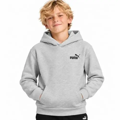 PUMA Boys Basic Fleece Pullover Hooded Performance Sweatshirt (Sizes 8-20) | Cozy Breathable Warmth, Comfortable Performance Fit, Hooded Sweatshirt, Great for School, Sports & Everyday Wear - 1