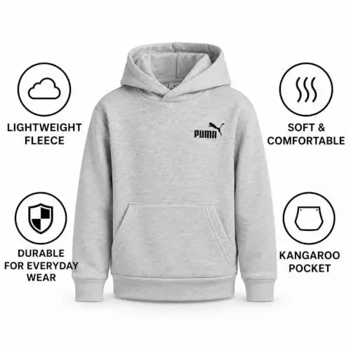PUMA Boys Basic Fleece Pullover Hooded Performance Sweatshirt (Sizes 8-20) | Cozy Breathable Warmth, Comfortable Performance Fit, Hooded Sweatshirt, Great for School, Sports & Everyday Wear - 5