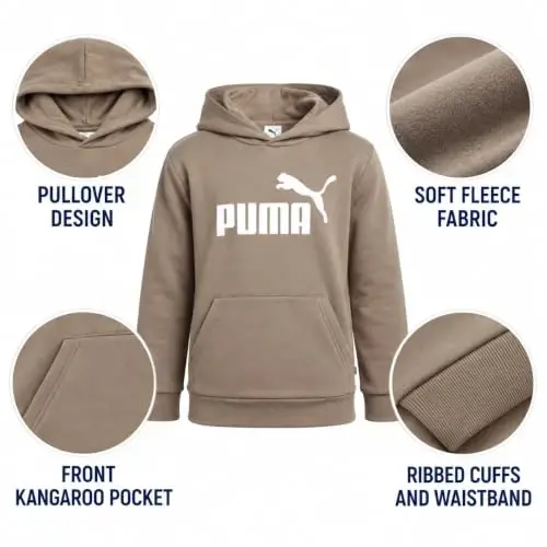 PUMA Boys Fleece Pullover Hoodie Sweatshirt Kangaroo Pockets (Sizes 8-20) | Cozy Soft Warmth, Comfortable Athletic Fit, Hooded Sweatshirt, Great for School, Sports & Everyday Performance Wear - 6