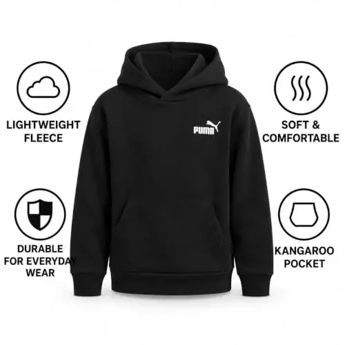 PUMA Boys Fleece Pullover Hoodie Sweatshirt Kangaroo Pockets (Sizes 8-20) | Cozy Soft Warmth, Comfortable Athletic Fit, Hooded Sweatshirt, Great for School, Sports & Everyday Performance Wear - 5