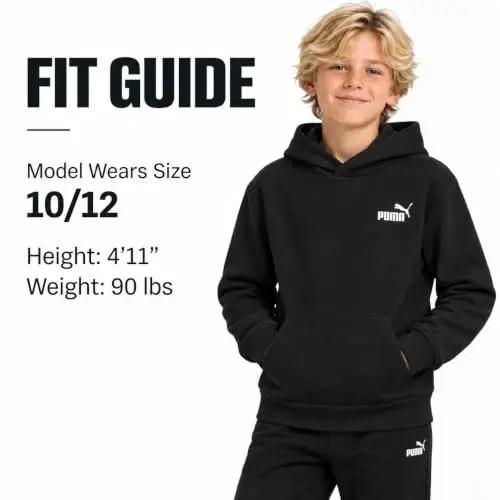 PUMA Boys Fleece Pullover Hoodie Sweatshirt Kangaroo Pockets (Sizes 8-20) | Cozy Soft Warmth, Comfortable Athletic Fit, Hooded Sweatshirt, Great for School, Sports & Everyday Performance Wear - 6