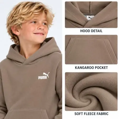 PUMA Boys Fleece Pullover Hoodie Sweatshirt Kangaroo Pockets (Sizes 8-20) | Cozy Soft Warmth, Comfortable Athletic Fit, Hooded Sweatshirt, Great for School, Sports & Everyday Performance Wear - 4