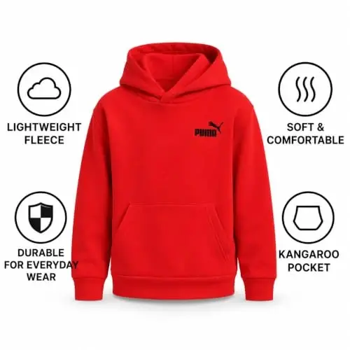 PUMA Boys Fleece Pullover Hoodie Sweatshirt Kangaroo Pockets (Sizes 8-20) | Cozy Soft Warmth, Comfortable Athletic Fit, Hooded Sweatshirt, Great for School, Sports & Everyday Performance Wear - 5