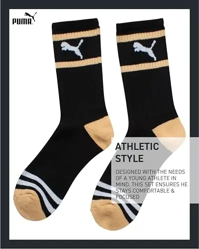 PUMA Boys futbolkasi - 2 dona kundalik ekipaj bo'yinli qisqa yengli sport grafik futbolkalari va mos keladigan paypoqlar (S-XL) - 6