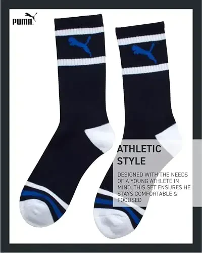 PUMA Boys futbolkasi - 2 dona kundalik ekipaj bo'yinli qisqa yengli sport grafikli futbolkalar o'g'il bolalar uchun mos keladigan paypoqlar bilan (S-XL) - 6