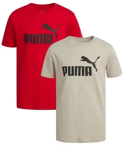 PUMA Boys futbolkasi - 2 dona Kundalik ekipaj bo'yinli qisqa yengli yugurish va sport zalida logotip bosilgan futbolkalar (S-XL) - MODAZONE