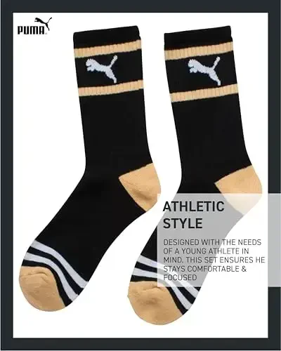 PUMA Boys futbolkasi - 2 dona kundalik yumaloq bo'yinli qisqa yengli sport grafik futbolkalari va mos paypoqlari bilan (S-XL) - 6