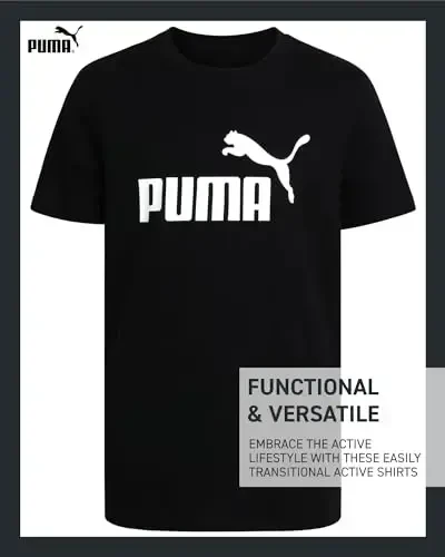 PUMA Boys T-Shirt - 2 Pack Casual Crewneck Short Sleeve Running and Gym Graphic Tee Shirts for Boys with Logo Print (S-XL) - 4