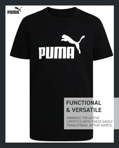 PUMA Boys futbolkasi - 2 ta oddiy yumaloq bo'yinli qisqa yengli yugurish va sport zalida logotip bosilgan bolalar uchun futbolkalar (S-XL) - 4