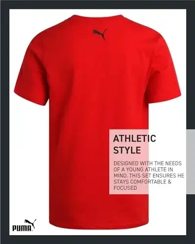 PUMA Boys T-Shirt - 2 Pack Casual Crewneck Short Sleeve Running and Gym Graphic Tee Shirts for Boys with Logo Print (S-XL) - 6